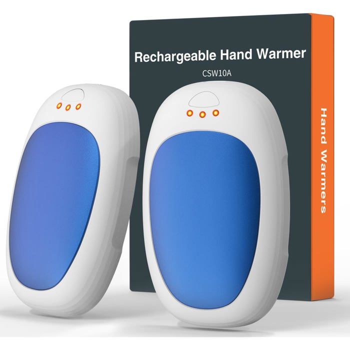 Chauffe-mains Rechargeable 2-en-1 – 2x2000mAh, 3 Niveaux De Chaleur 35-50°C, Autonomie 6-10h, Léger 143g, Sécurité Intégrée