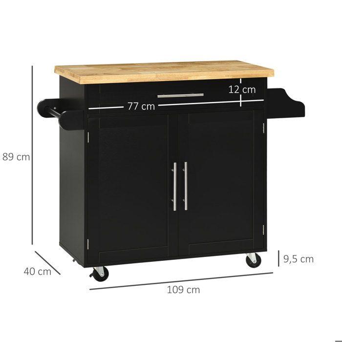 Îlot De Cuisine 120x45/70x91 Cm Avec 2 Tiroirs, 2 Portes Coulissantes, Roulettes, Couleur Marron - Ilot central Îlot De Cuisine 120x45/70x91 Cm Avec 2 Tiroirs, 2 Portes Coulissantes, Roulettes, Couleur Marron - Ilot central