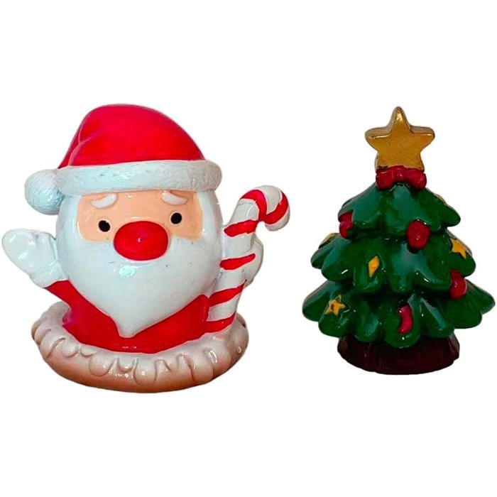 Lot De 40 Figurines Décoratives Noël En Résine Brillante - Père Noël, Sapin, Bas... + 5m Fil Doré Pour Sapin - 4