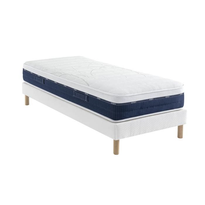 Ensemble matelas ressorts et mémoire de forme sommier Constellation et pieds Rêve 600 - SOMEO 100x190 - Blanc - Garantie 7 ans - Ensemble matelas ressorts et mémoire de forme sommier Constellation et pieds Rêve 600 - SOMEO 100x190 - Blanc - Garantie 7 ans -