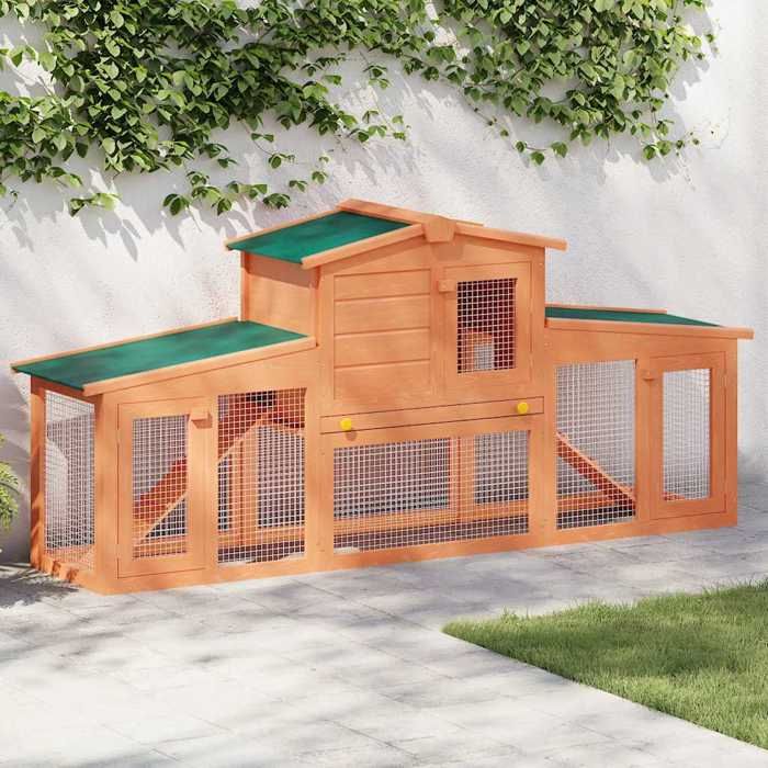 SALE 2026 Cage à poulets Brun - Clapier large pour petits animaux avec toits Bois PRO752645872