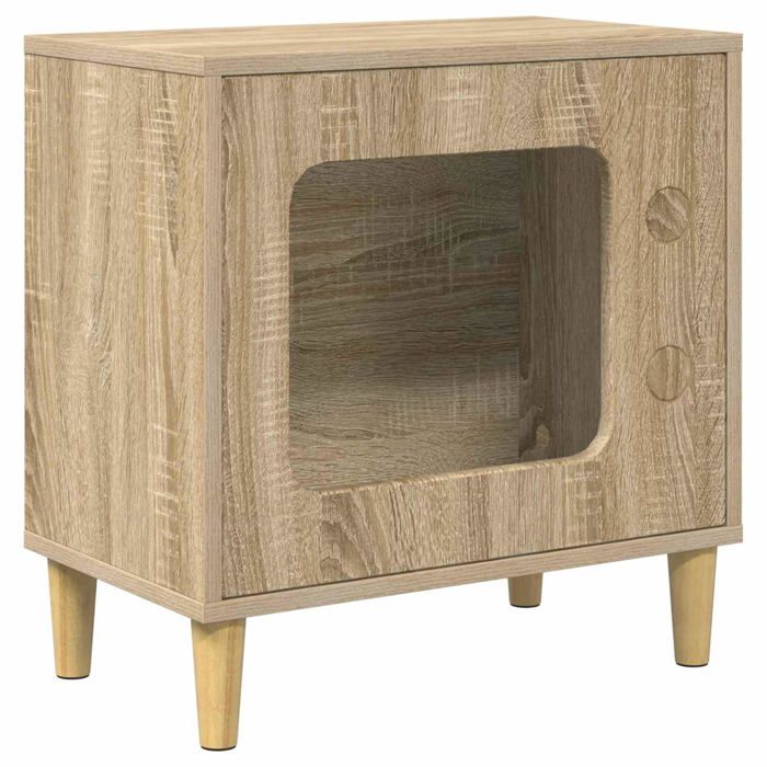 Niche pour chat en bois - vidaXL - Sonoma - 51x30x52 cm - Bois dingénierie - Durable - Pour usage intérieur Niche pour chat en bois - vidaXL - Sonoma - 51x30x52 cm - Bois dingénierie - Durable - Pour usage intérieur