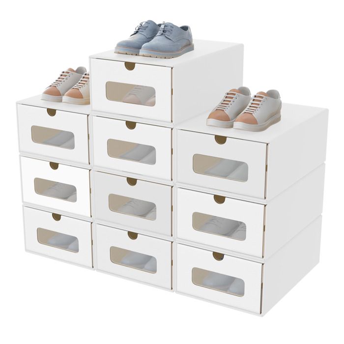 Boîte à chaussures - AUFUN - Lot de 10 - Papier kraft - Fenêtre transparente - 34 5x23 5x13 5 cm