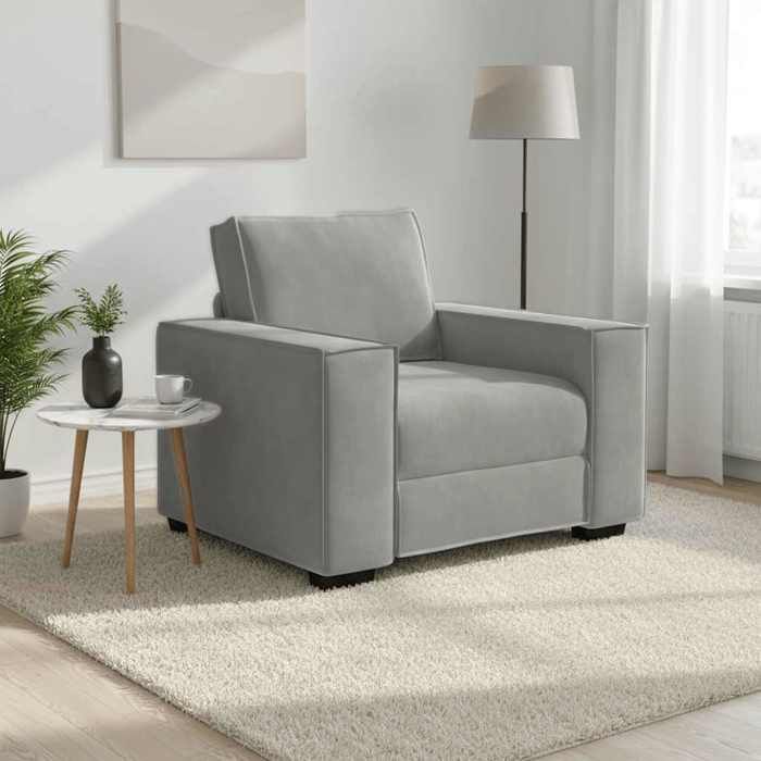 Promo 2026Fauteuil 99x78x84 cm - Chaise de canapé Gris clair 60 cm Velours 7780