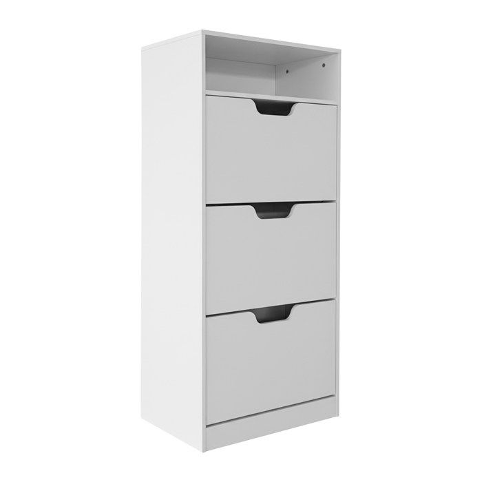 Armoire à chaussures Relaxdays HxLxP: 140x60x24 cm 14 paires 3 abattants étroite moderne blanche