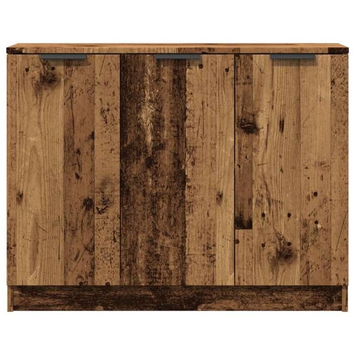 Buffet bas en bois dingénierie - MEUBLECHIC - 90 5x30x70 cm - Brun - 3 portes - Facile à nettoyer - Dessus robuste