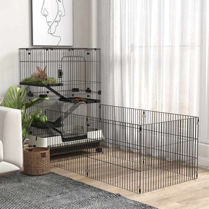 Cage pour petits animaux - AKOZON - 13210 - 3 étages - Métal anti-corrosion & PP - Roulettes multidirectionnelles (2 freins)
