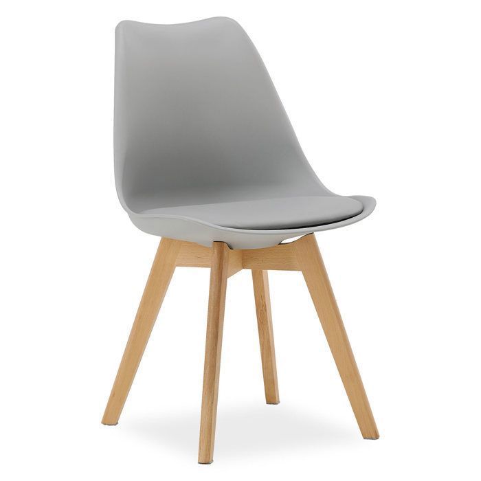 Chaise Gris – Chaise Design en Plastique avec Pieds en Bois Chaise de Salle à Manger Moderne Chaise Gris – Chaise Design en Plastique avec Pieds en Bois Chaise de Salle à Manger Moderne