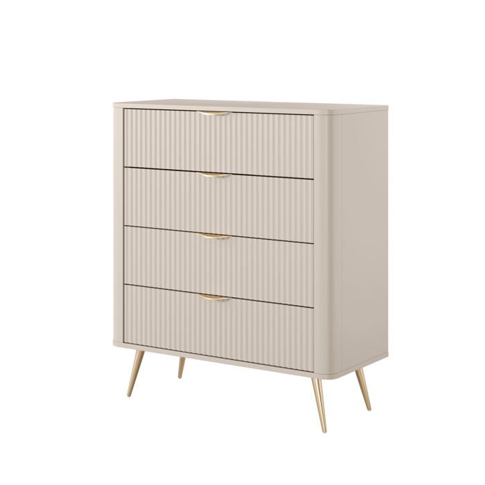 Commode - DREWNO 3XE - 4 tiroirs - Beige - L88 2×H101 2×P38 cm