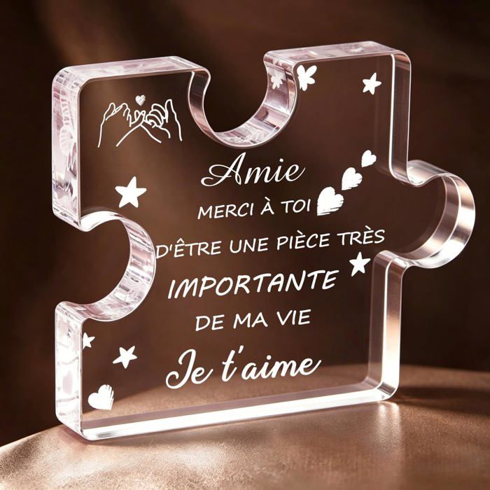 Bloc Puzzle Acrylique Gravé - Idée Cadeau pour Meilleure Amie Femme - Cadeau Anniversaire Noël et Présent pour Ami