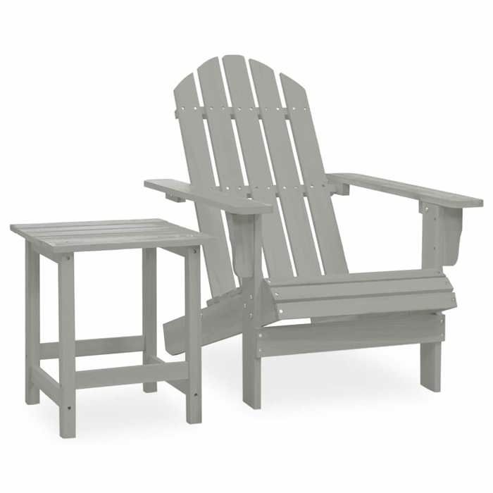 VIDAXL Chaise de jardin(1 PC) - Fauteuil relax - Adirondack avec table Bois de sapin Gris 69.5x86.5x89.5 cm M10813