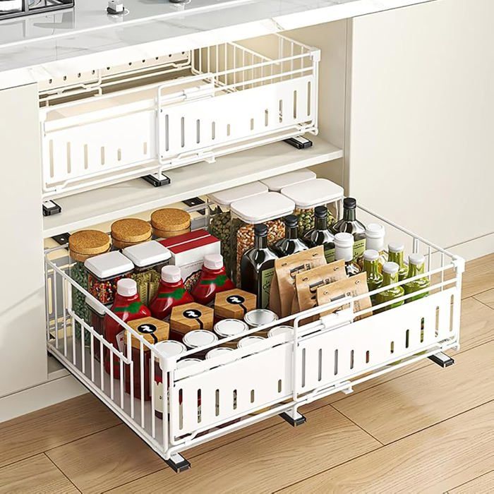 Tiroir Coulissant Cuisine Adhesif Tiroir Coulissant Extensible à Largeur Régble 2pièces 38Dx17Hx32 50H CM Bnc