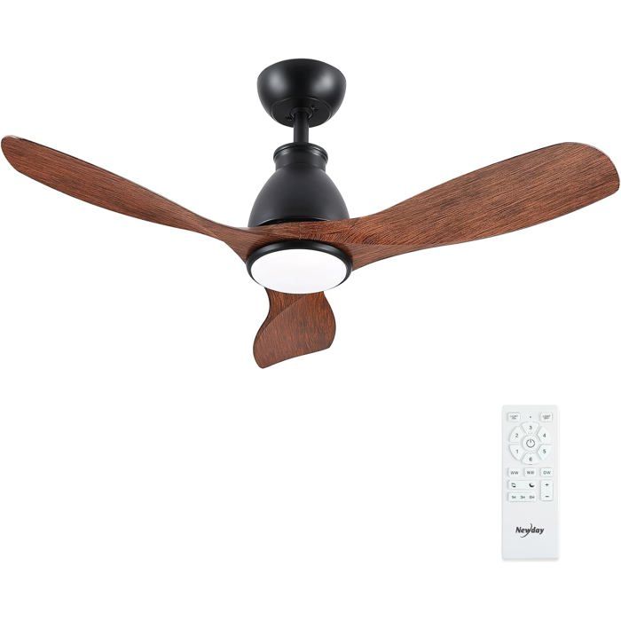Ventilateur De Plafond En Bois 106Cm Luminaire Ventilateur Avec Télécommande Silencieux 7 Mode De Vitesse Dimmer Sans Pas Foncti
