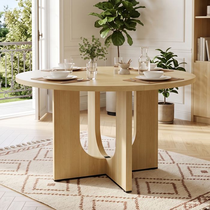 Table à manger ronde 6 à 8 personnes 4-6 personnes en bois 120 x 120 x 75 cm Chêne