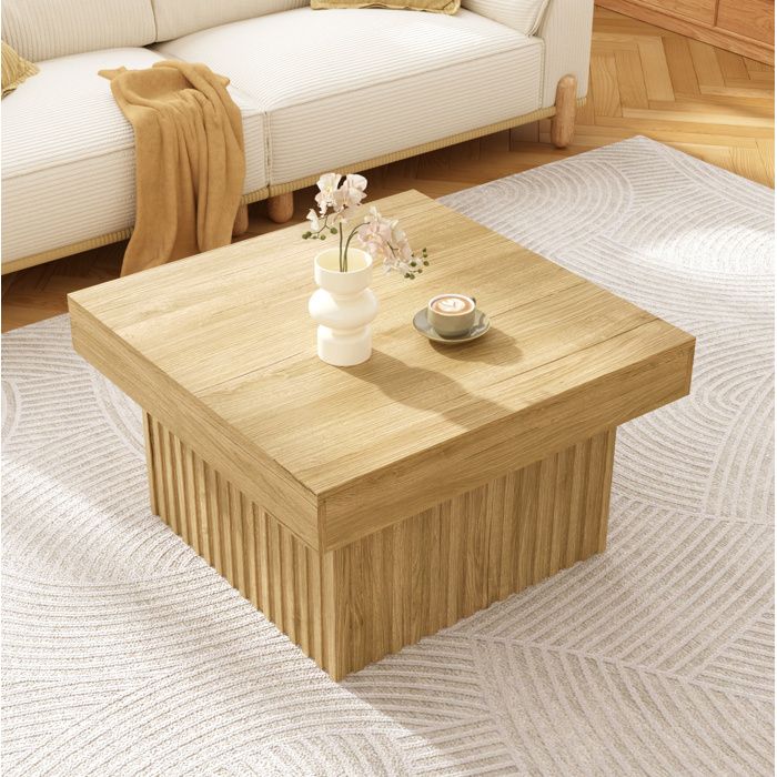 JOINERY table basse carrée design minimaliste 79 x 79 x 46 cm décor bois plateau panneaux de particules base MDF salon