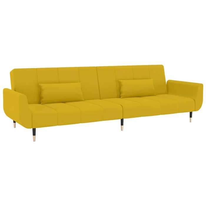 BONNE&6946 Canapé-lit à 2 places avec deux oreillers Jaune Velours(VIDAXL)