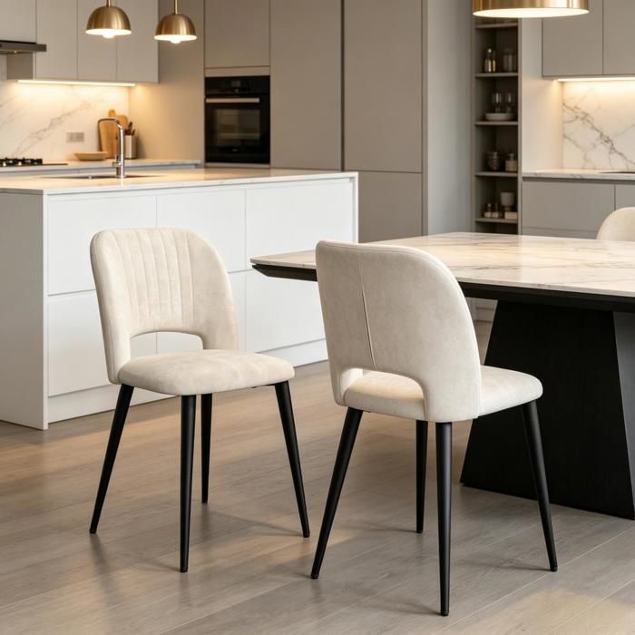SUPFINE Lot de 2 Chaises Cuisine Salle à Manger en Velours Vhaise Déco Confortable pour Salle à Manger Salon Bureau à Domicile