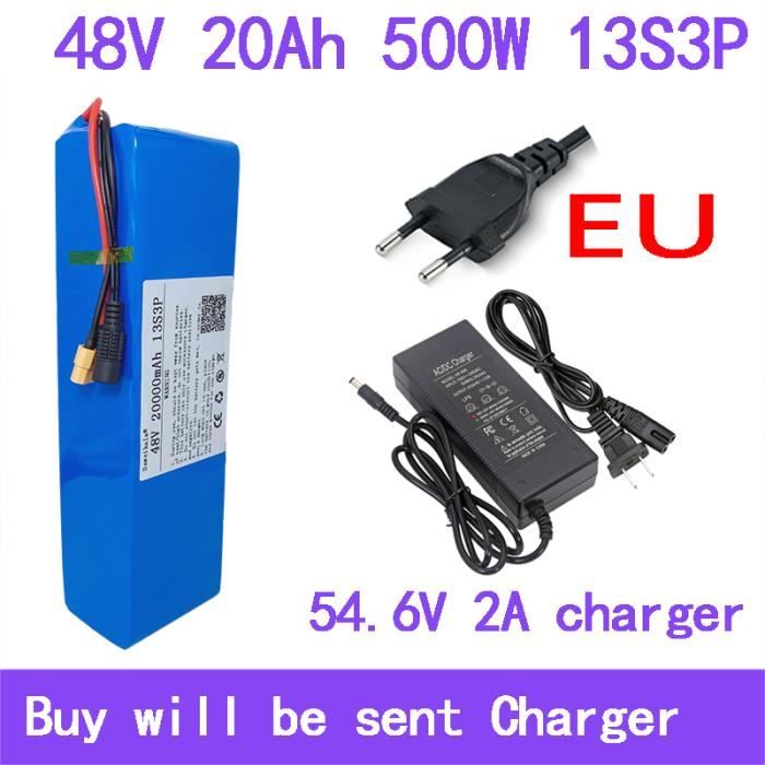 48 V 48 Ah 13S3P lithium-ion accu met oplader geïntegreerde BMS-bescherming, ideaal voor 200-2000 W, XT90 Plug e-bike-motor