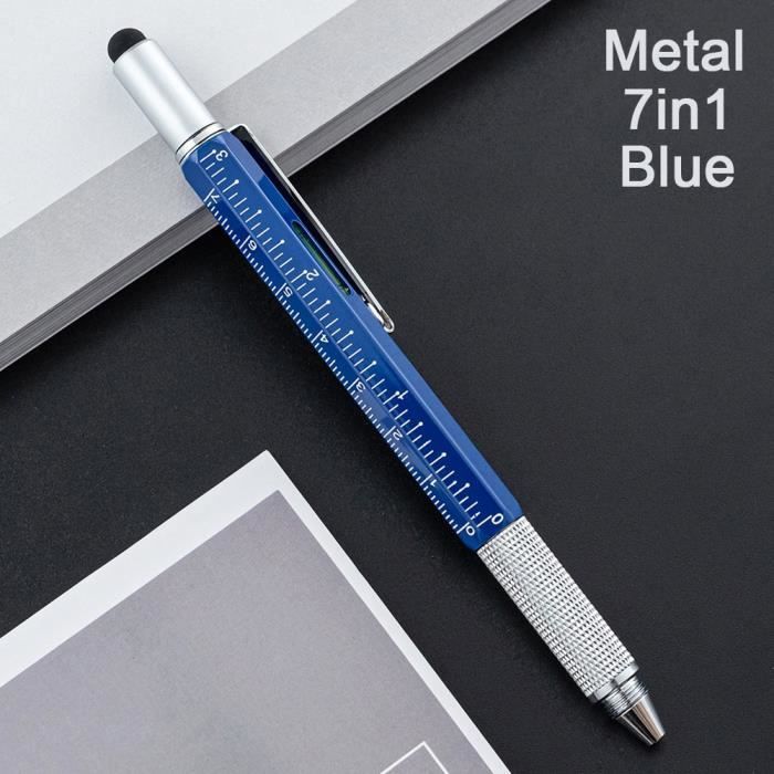 valeur Bleu Stylet stylo tournevis à main multifonction 7 en 1, outil à  main stylo à bille mesure règle techn
