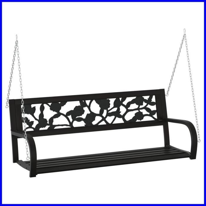 Banc De Jardin En Plastique Résistant 1,60 M - Bleu Marine, Acier Galvanisé, Charge 250 Kg - Terrasse, Court De Tennis