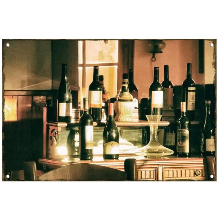 Poster Métal Vintage - Image d'art de Verre de vin rougePeinture D ...