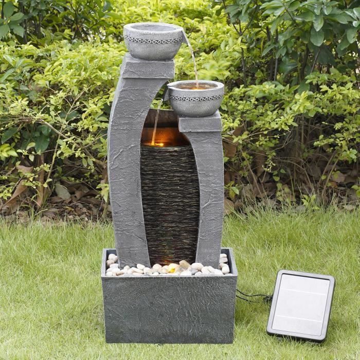 Fontaine de jardin à énergie solaire, Teamson Home, Gris, 34 X 23 X 76