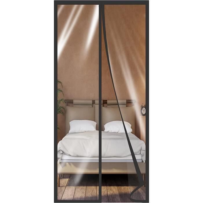 Rideau De Porte Magnétique Isolant - Anti-Froid, Anti-Bruit, 80x210 Cm Gris - Sans Perçage