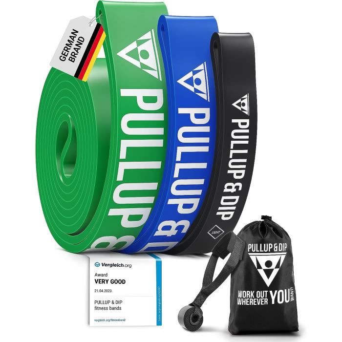 Bandes De Résistance Pullup & Dip 3 Niveaux (léger, Moyen) Avec Ancrage Porte - Fitness, Crossfit