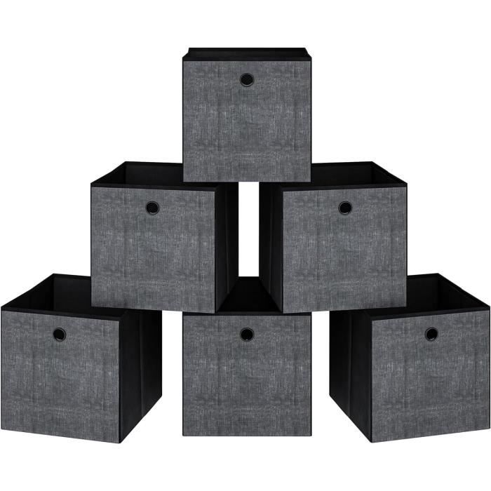 TOILINUX Lot de 6 cubes de rangement pliables en tissus avec