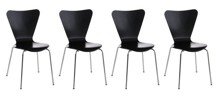 lot de 4 chaises de sejour bureau en bois noir et metal