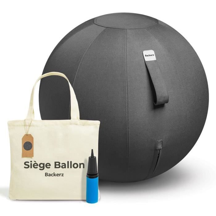 Backerz Ballon-siège ergonomique 55/65/75 cm – housse lin lavable capacité 110 kg chaise ballon bureau & yoga