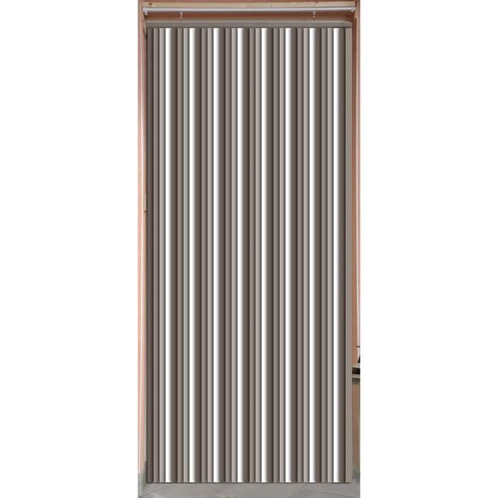 MadeInNature Rideau de Porte Lanières Plastiques, Intérieur et Extérieur,  Largeur 90 cm x Longueur 220 cm, Taupe foncé, clair, blanc