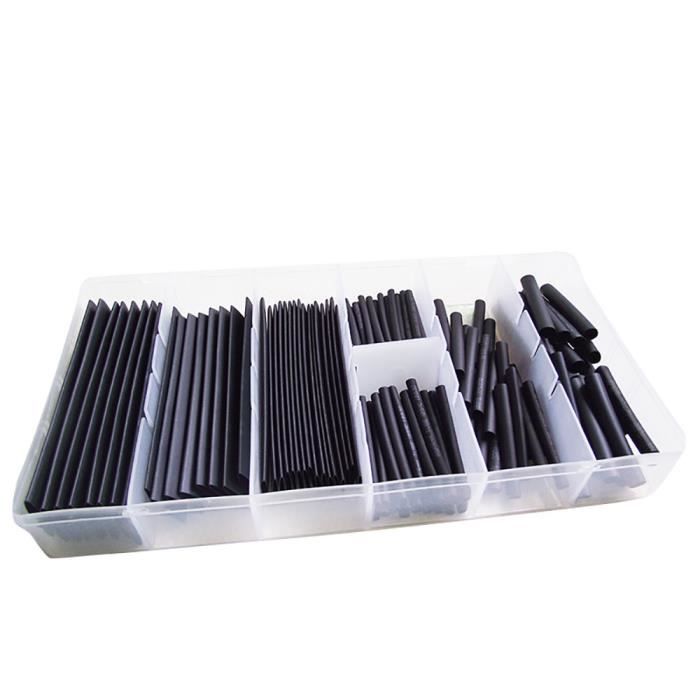 Lot de 127 gaines thermor/étractables pour isolation /électrique Noir en 12 tailles