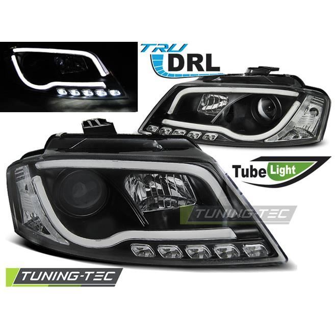 Paire de feux phares Audi A3 8P 0812 noir LTI DRL Cdiscount Auto