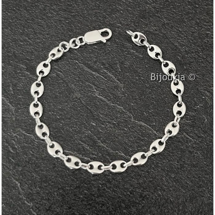 Bracelet - Argent - Grain De Café - 18CM - 6MM - Femme - Poinçonné