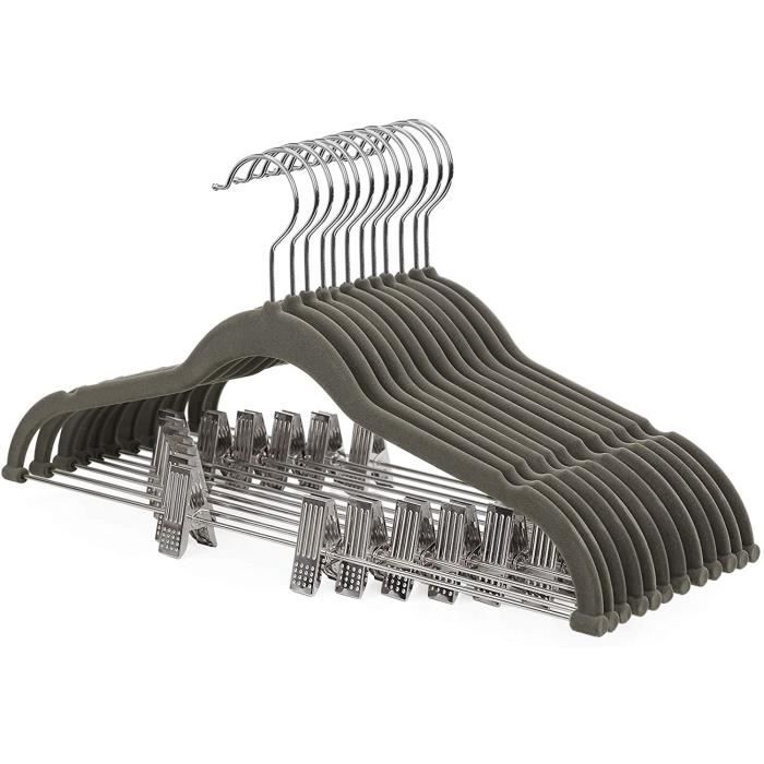 Lot De 10 Cintres Plastique Noirs Antidérapants PAFEN - 40 Cm (Neufs)