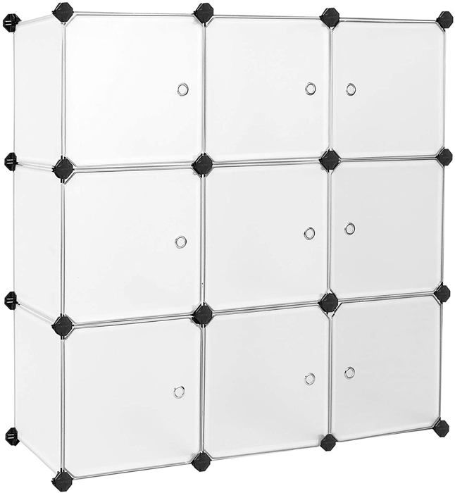 etagere de rangement 9 casiers armoire en plastique avec porte meuble modulable 9 cubes