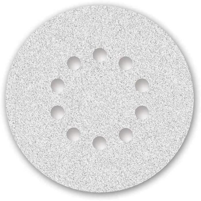 White Disques abrasifs auto-agrippants, 225 mm, 10 trous, Grain 240, p.  Poeuses à plâtre (Lot de 25)[562] - Cdiscount Bricolage