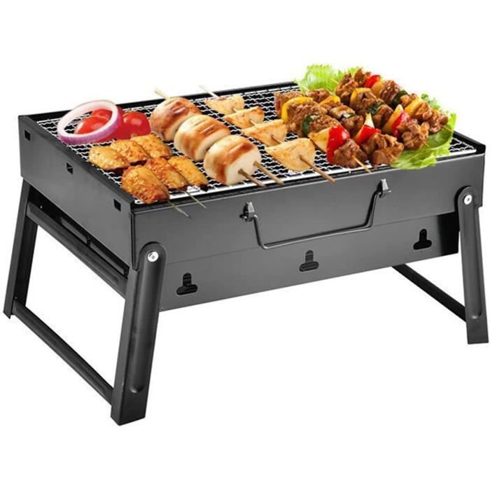Barbecue portable pliable à charbon de bois jetable en acier inoxydable