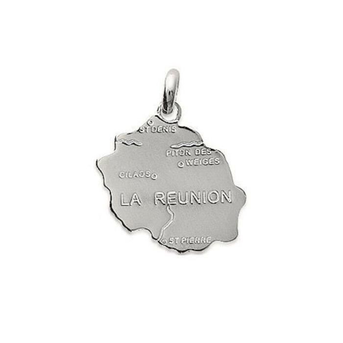 Pendentif carte la Réunion Argent Massif 925°°° garanti sans nickel