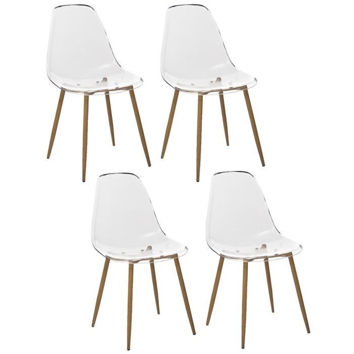 Lot de 4 chaises scandinave en polypropylène et métal Toilinux