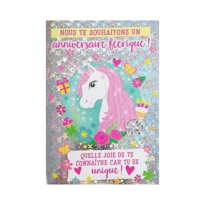 Carte De Voeux Enfant Anniversaire Licorne Feerique Cdiscount Beaux Arts Et Loisirs Creatifs