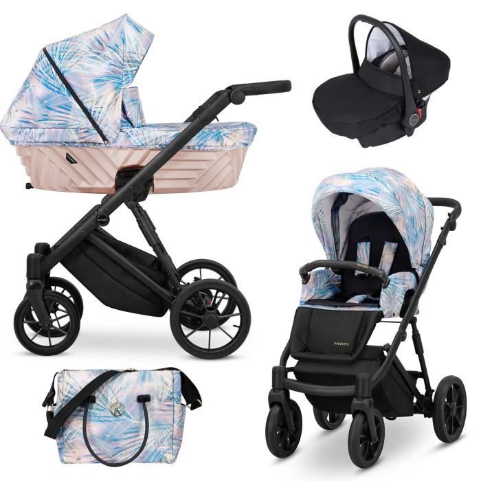 KUNERT Ivento 3en1 - Poussette design - 0 à 3 ans - 9 accessoires - Bleu floral