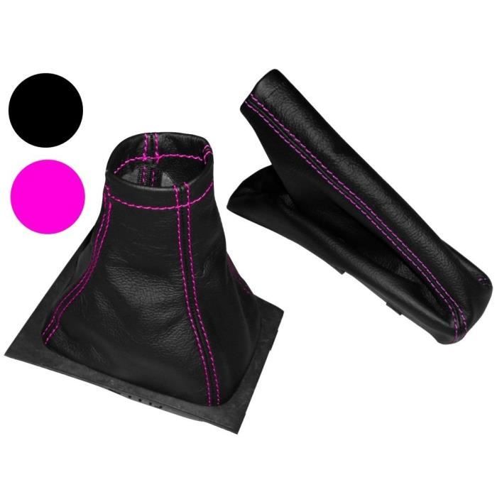 Soufflet De Levier De Vitesse Et Frein à Main En Simili Cuir - Noir Avec Surpiqûres Noires, à Coller