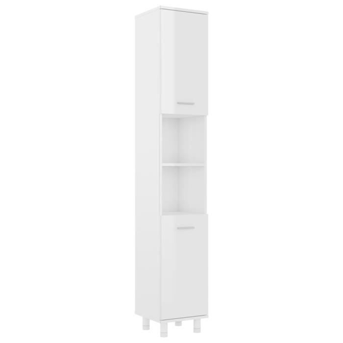 ZOE© Armoire de salle de bain Classique Meuble de rangement Blanc