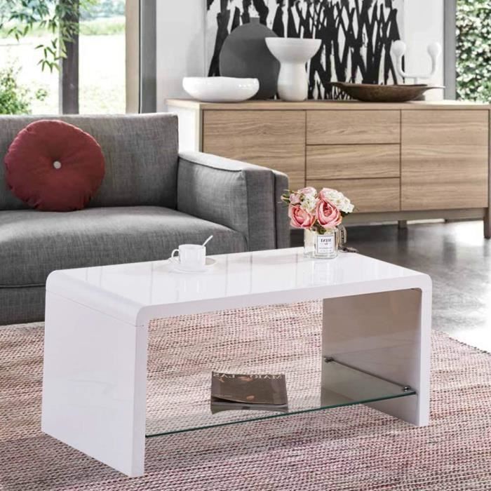 GOLDFAN Moderne Table Basse Rectangulaire Haute Brillance Table de