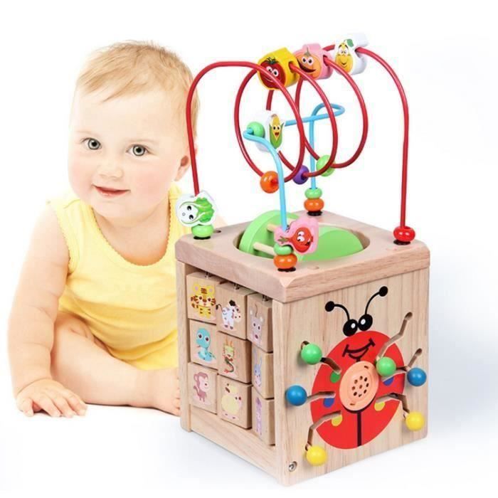 Centre D Activites En Bois Cube Bebe 7 En 1 Multifonction Jouets D Apprentissage Cube Labyrinthe De Perles Pour Les Enfants T H0a99 Cdiscount Jeux Jouets