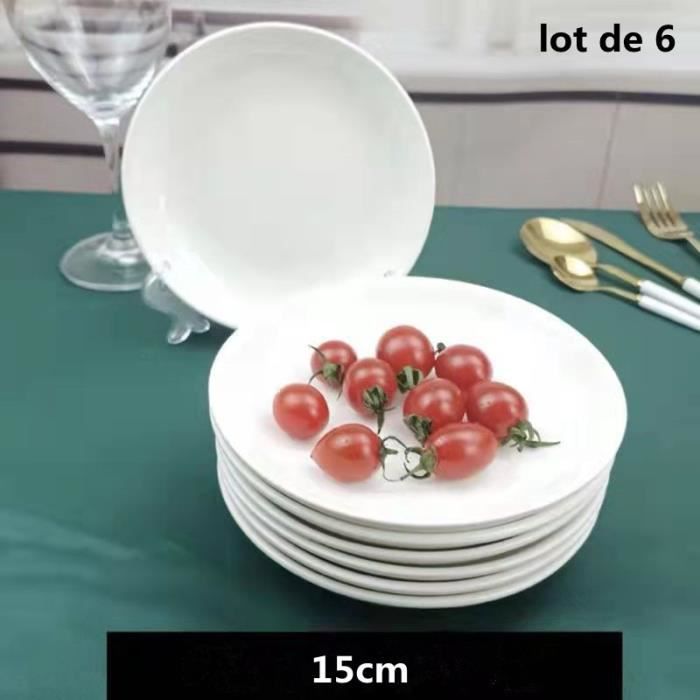 Lot De 6 Assiettes Plates En Porcelaine Blanche à Motifs Floraux - Marque F. Chandy (Occasion)