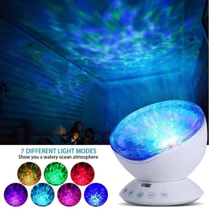 Lampe Projecteur LED Veilleuse Projecteur Vagues Océan avec télécommande pour Chambre/Enfants/Noël/Cadeau