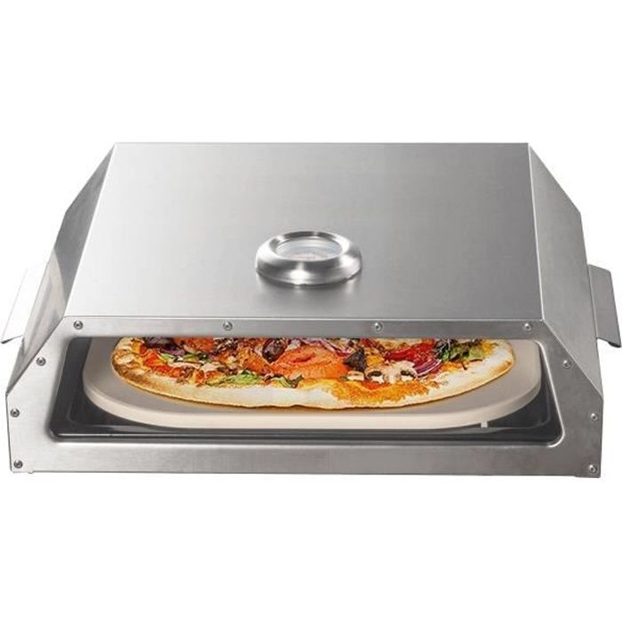 Four à pizza BIGHORN - Plaque céramique pour barbecue de gaz, charbon ou bois - Taille 338x278x12mm